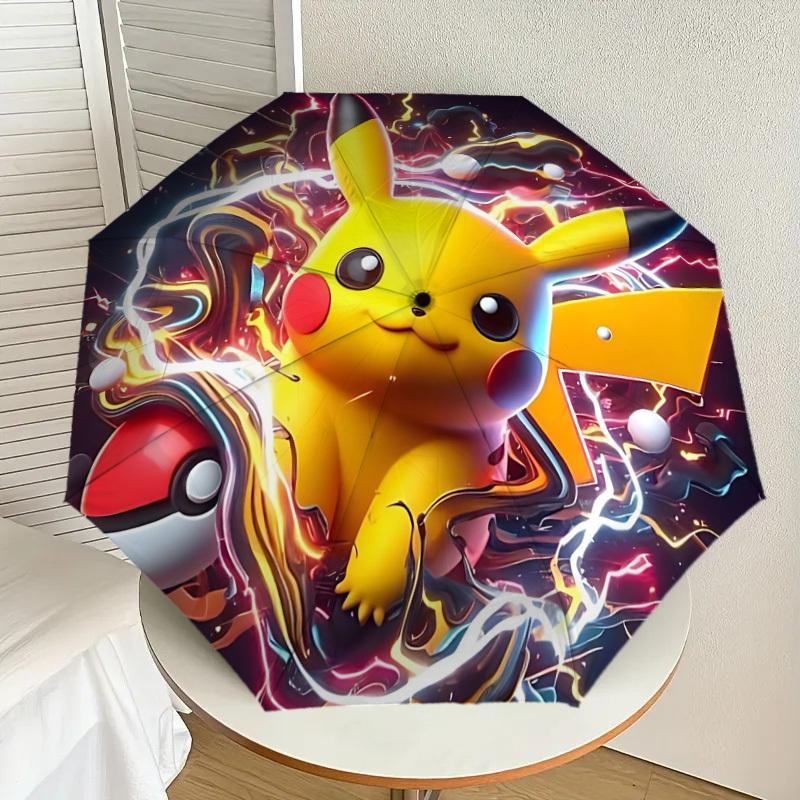 1PC , Pokémon Automatic Folding Umbrella | Vibrant Motif & Compact Design for Everyone, On-the-Go Essential - Gift-Worthy Style yy250930051
