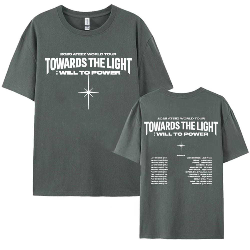 2025 Ateez World Tour Towards The Light Will To Power T Shirt Men Women Korean Fashion High Quality Casual 100 Cotton Tshirts