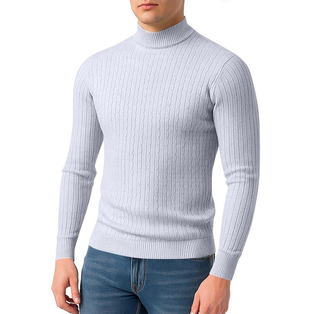 Men's Twisted Solid Color Sweater Men's Half Turtleneck Knitted Bottoming Shirt