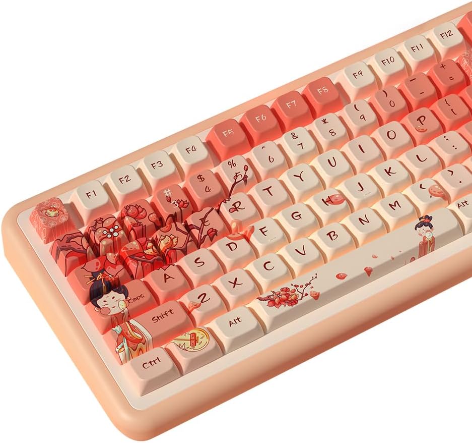 Тематические колпачки для клавиш 158 колпачков для клавиш из ПБТ. Набор специальных колпачков для клавиш MDA подходит для переключателей Cherry MX 61/87/104/108 и других механических клавиатур. (клубника)