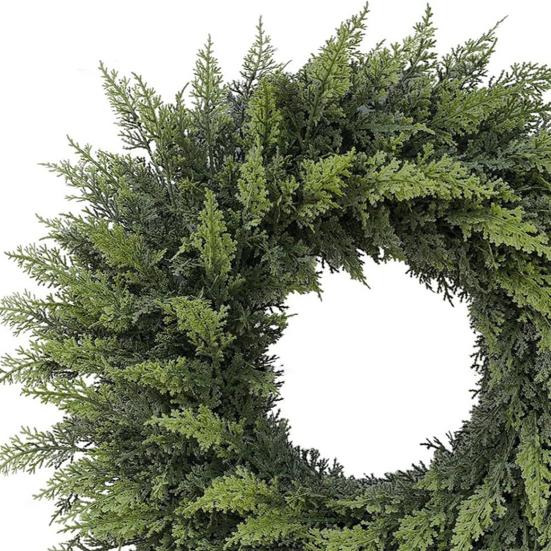 Christmas Wreath Real Touch Faux Cedar Large Green Garland Front Door Windows Festive Party Decor DIY Decoration