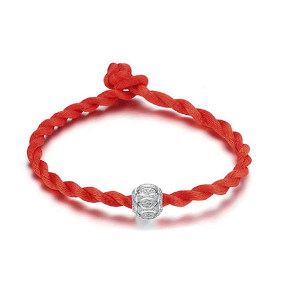 Этнический плетеный браслет из красной веревки с бусинами, унисекс, декор на счастливое запястье