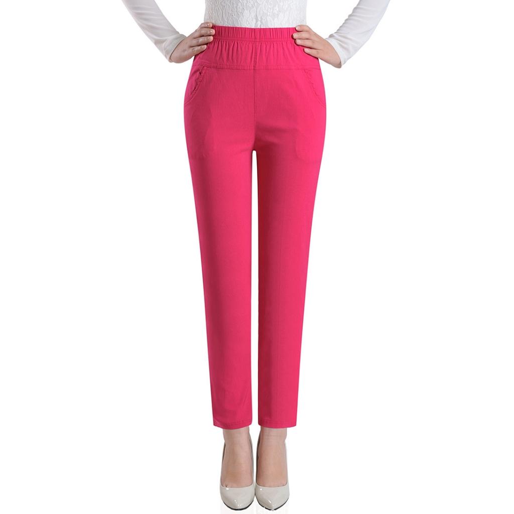 Плюс Размер Высокой Талией Длинные Брюки Женщин Прямые Брюки Белье Pantalon Работа Офис Дамы