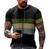 Fashion Striped Print - Men's Casual Round Neck Short Sleeved T-shirt