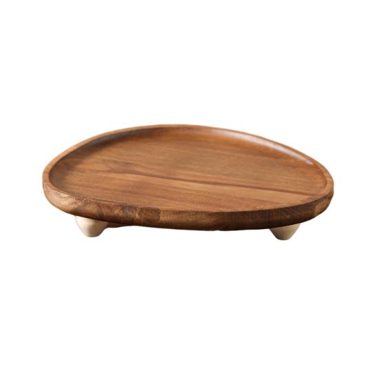 Деревянный поднос для подачи небольших закусок, деревенский поднос неправильной формы для десертов, декоративный поднос для растений, свечей, ключей, ювелирных изделий и часов.