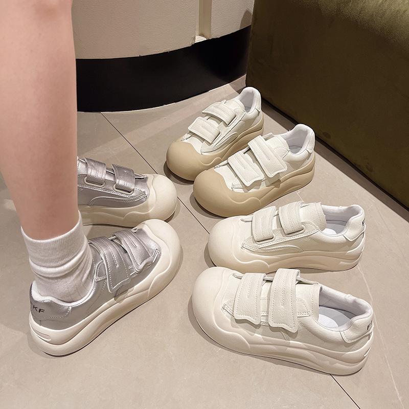 Velcro Versatile Little White Shoes Women's Summer New Round Head Lightweight Low-top Heightening Platform Sports Board Shoes