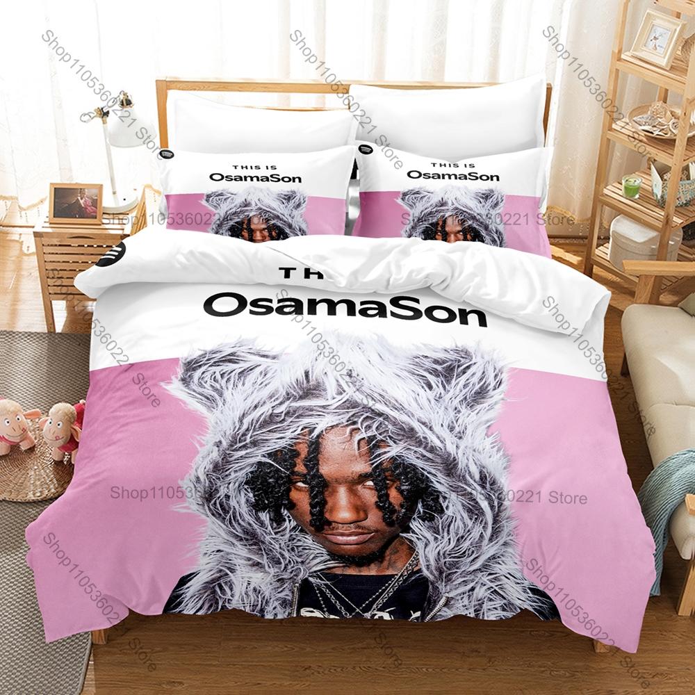 OsamaSon Fan Merch Duvet Cover + 2 Pillowcases, Stylish Art Print Bedding for Rap Music Lovers Collection