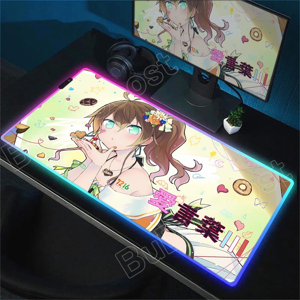 RGB Mouse Pad Laptop Game Hololive Natsuiro Matsuri Keyboard Pad PC Computer Kawaii Desk Mouse Mat HD Accessories Anime Mousepad
