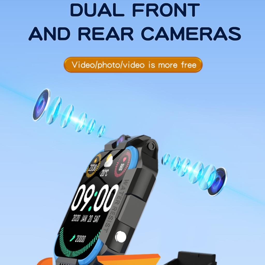 Rainbuvvy GS35 Четырехъядерный процессор 1,83 дюйма Экран 1 ГБ + 8 ГБ LTE 4G 2 МП Двойная задняя камера ОС Android Смарт-часы Антенна Сенсорная панель WIFI Смарт-часы