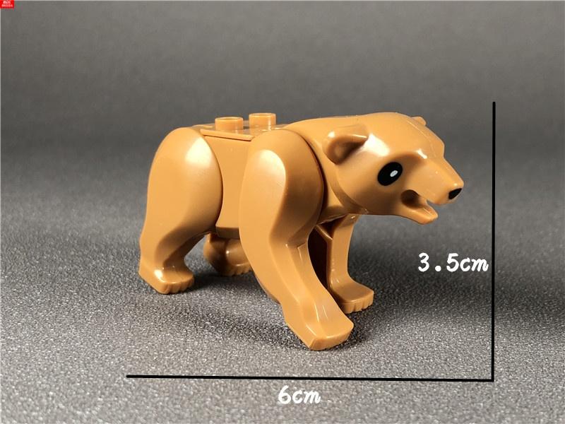 MOC Bricks Animal Zoo Tiger Leopard Elephant Wolf Shark Polar Bear Whale Building Blocks Kids Toys Farm Figures Assemble