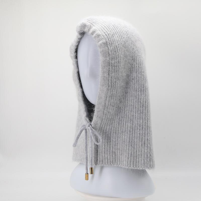 Вязаный шарф из кроличьей шерсти, шапка с капюшоном, женские кашемировые шапочки, теплая зимняя Балаклава унисекс, нагрудник для катания на лыжах, шерстяной чепчик на открытом воздухе, оптовая продажа