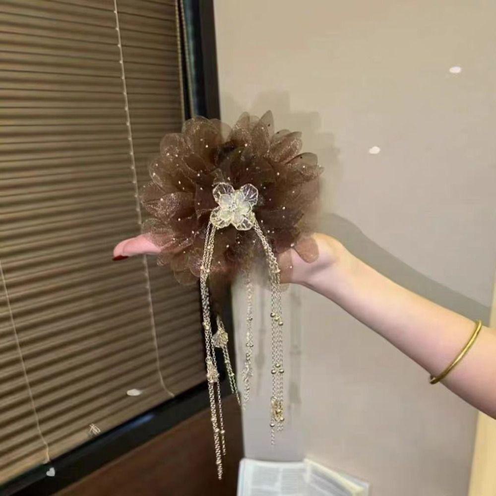 Temperament Peony Flower Grasping Clip Tassel Plastic Shark Clip Sequin Hair Clip Hair Accessories