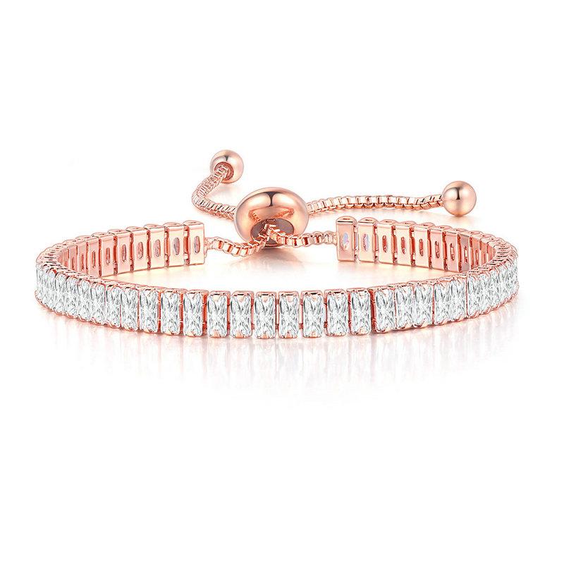 CZ Tennis Bracelets for Women Unique Black Crystal Bangle Rose Gold Adjustable Hand Chain Friends Jewelry DZH051