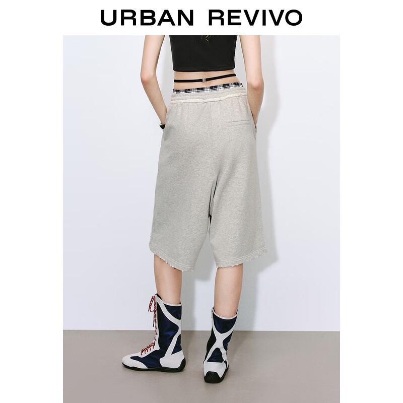 UR 2025 Летние женские укороченные брюки широкого кроя на кулиске в клетку пэчворк