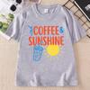 Iced Coffee and Sunshine T Shirt Summer Beach Iced Coffee Lover TShirt Trendy Summer Unisex Unisex Cotton Short Sleeve Tshirt