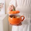350/500ML Halloween Pumpkin Shaped Ceramic Cup With Spoon Kawaii Soup Mug With Lid Oatmeal Cup Creative Water Cup Gift