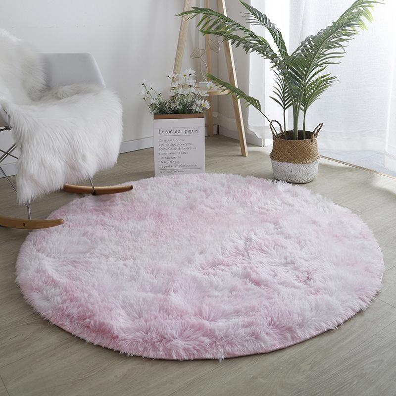 Плюшевый круглый ковер оранжевый тай-дай градиентный игровой коврик скандинавский декор круглый ковер для девочек мягкий милый коврик для стула ковер для спальни