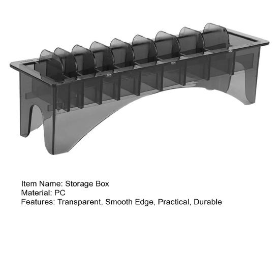 Ящик для хранения защитной насадки для машинки для стрижки волос с 10 отделениями, водонепроницаемый прозрачный прямоугольный пластиковый ящик для хранения направляющих расчесок