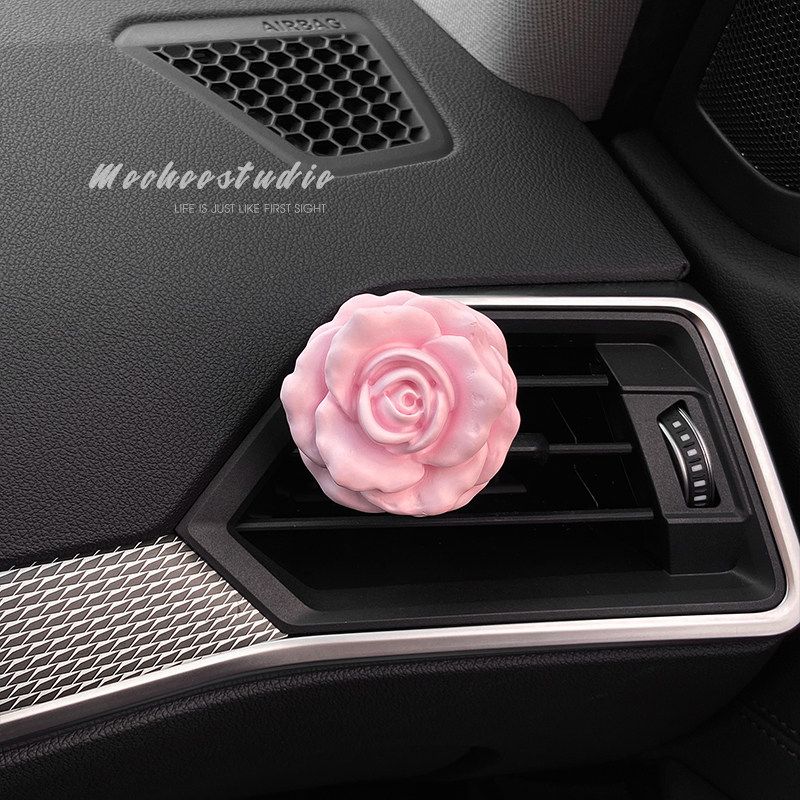 Rose Car Air Outlet Clip Light Perfume Car Accessories Handmade Diffuse Plaster Car Interior Aromatherapy Free Essential Oil New Car Gift