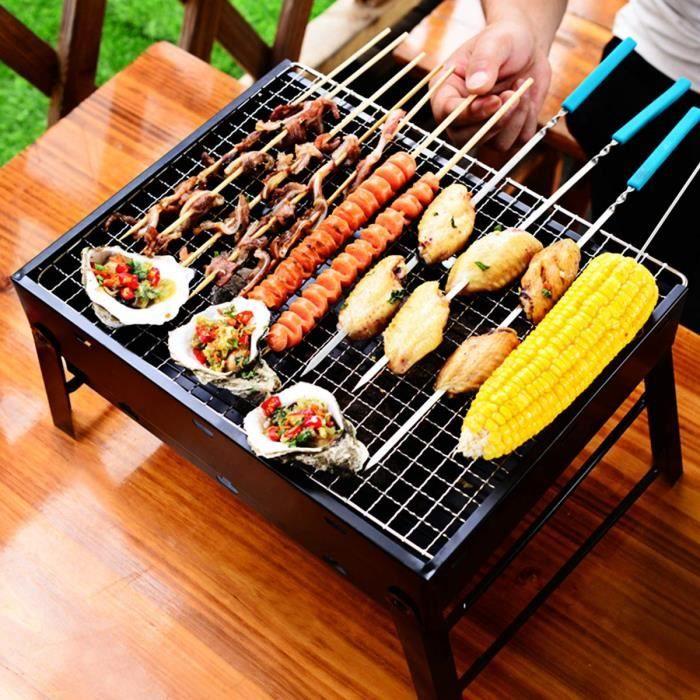 Barbecue Charbon, BBQ Barbecue à Charbon de Table en Acier Inoxydable Pliable pour 3-5 Personnes pour Barbecue de Jardin