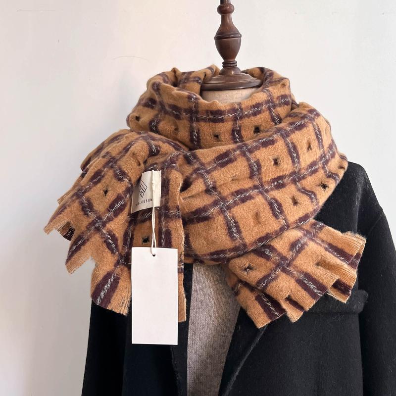 New Korean Version Scarves for Men and Women In Autumn and Winter, Checkered Couple Dual-purpose Warm and Windproof Scarf Shawl
