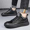 Мужские хлопковые туфли на шнуровке из мягкой кожи черного цвета, туфли средней высоты, мужские повседневные туфли, кожаные мужские туфли, мужские плюшевые кроссовки