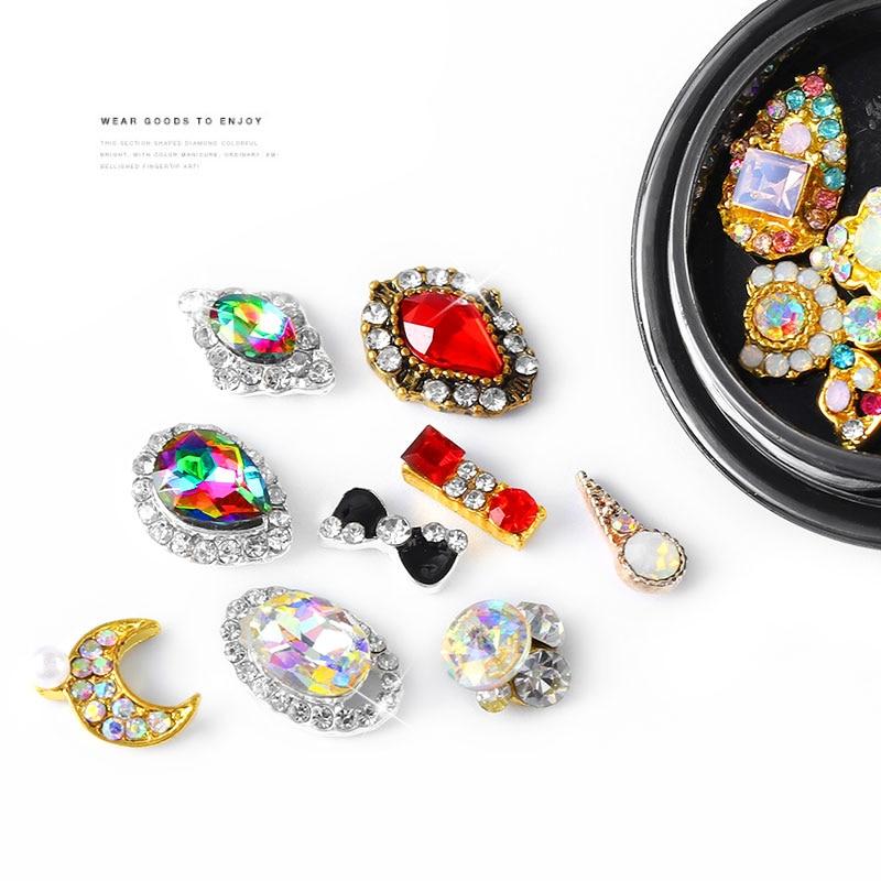 6 шт./кор., ювелирные изделия из нестандартного сплава для дизайна ногтей, сделай сам, украшения для ногтей, подвески, бант со стразами, 24 типа, бриллианты, смешанный дизайн, аксессуары для ногтей