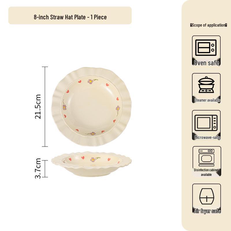 Керамический набор столовой посуды «Кремовая глициния»: Миска для риса, Суповая миска, Круглые и Глубокие тарелки