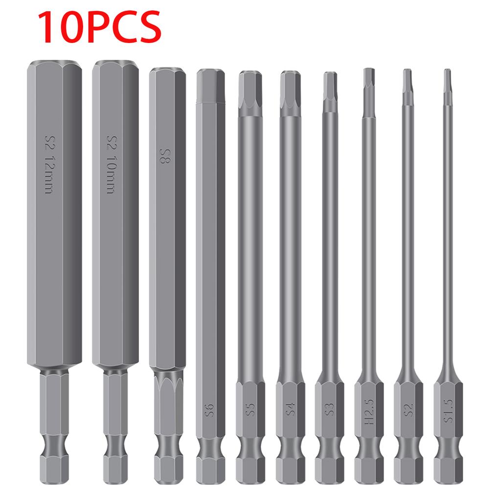 Набор шестигранных ключей Аллена из стали S2, насадки для электроотвертки 1/4 дюйма, электрические многофункциональные, с магнитным наконечником