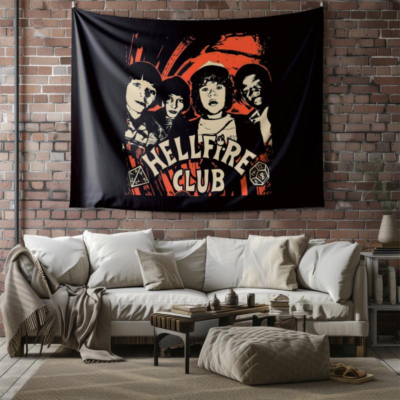 S-Stranger T-Things Hellfire Club Tapestry Wall Hanging Banner Background Backdrops Living Room Cloth Bedroom Party Decor Gift