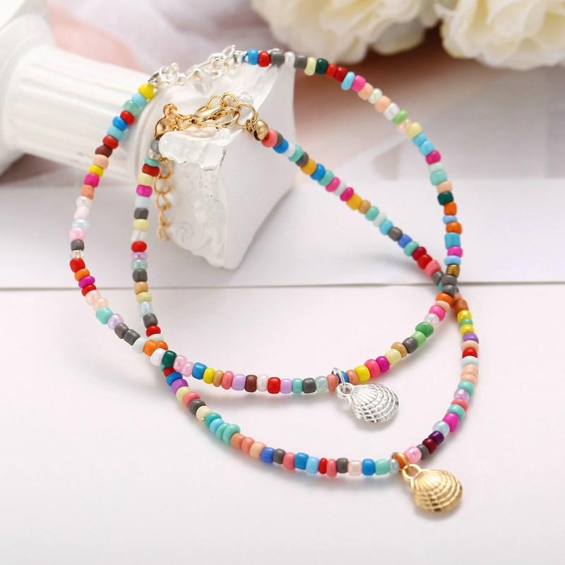 Adjustable Beaded Anklets Beach Ankle Bracelet Bohemian Colorful Beads Anklets Cute Women Girls Summer Foot Jewelry