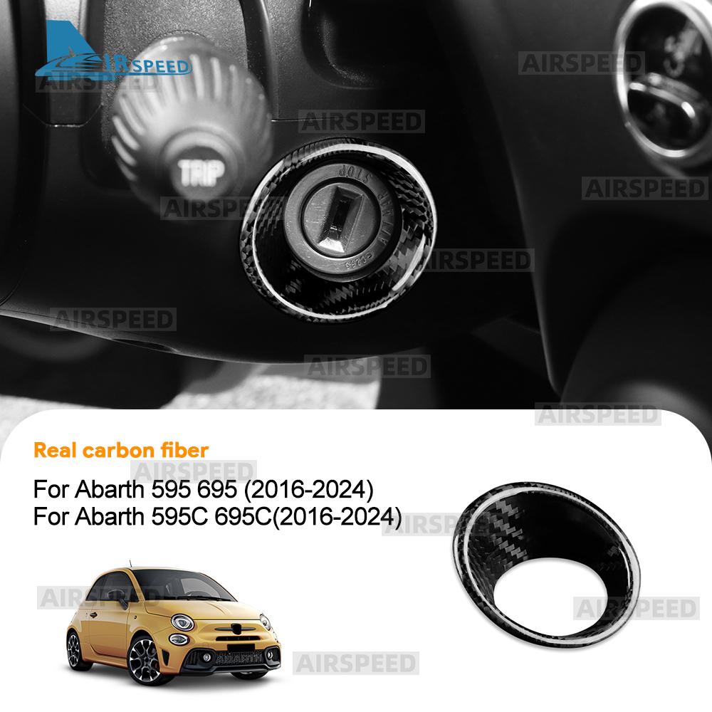Real Dry Hard Carbon Fiber Sticker For Abarth 595 595C 695 695C 2016 2017 2018 2019-2024 LHD RHD Car Ignition Key Frame Trim