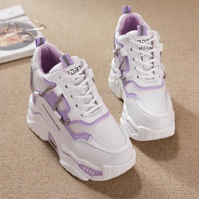 Кроссовки женские толстые 2024 Весна Осень Модные сетчатые повседневные туфли Дышащие Увеличенные по высоте Вулканизированные кроссовки Zapatillas De Mujer