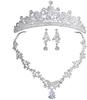 Свадебная тиара, ожерелье и серьги, сверкающий кристалл циркония, свадебный, рождественский подарок [misaki], набор из 3 предметов, цветок, аксессуары, невеста, день рождения,