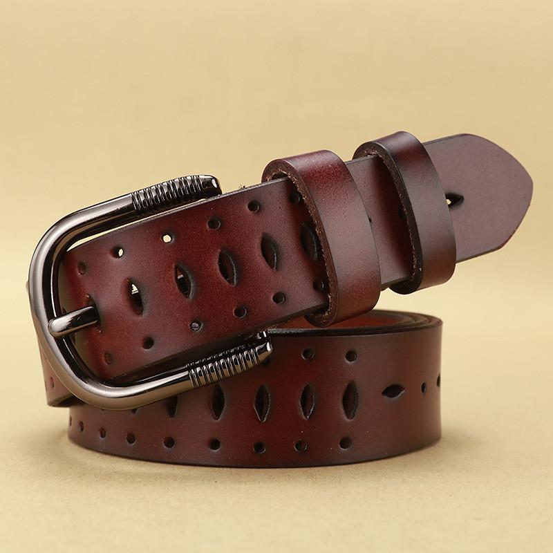 Waist Leather Fashionable Belt Hollow Pattern Metal Pin Closure Casual Outfits