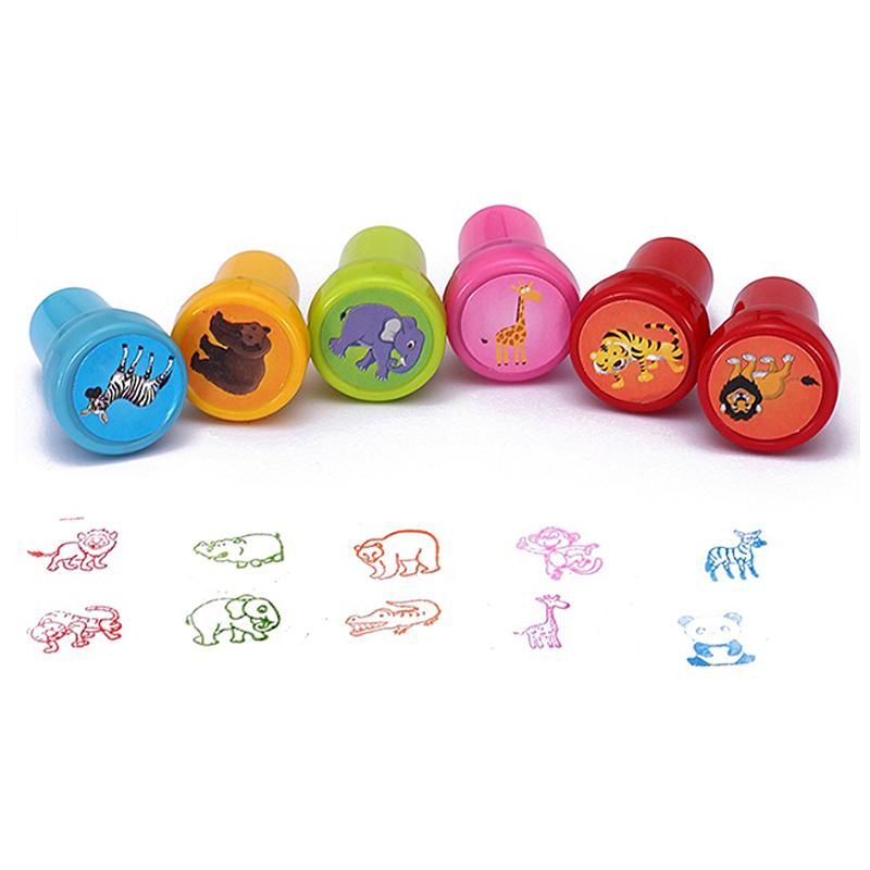 10 шт. Набор милых мультяшных штампов, в коробке, в ассортименте, набор печатей, DIY, украшение для рисования, канцелярские принадлежности, приз для учителя, подарок ZYF