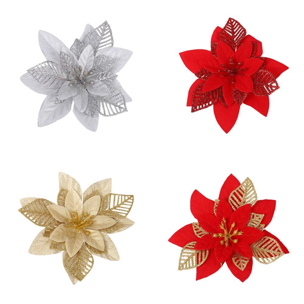 Большой цветок рождественская пуансеттия блестящий цветок 15 см елочные украшения новый год