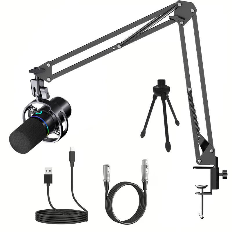 WM8 Динамический USB XLR RGB Микрофон для Настольного eSports и Live Стриминга со Звуковой Картой