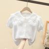 Летняя шифоновая рубашка с коротким рукавом для девочек 2024 - Белая