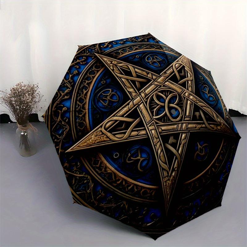 Blue Pentagram Wall Decor: Mystical Art for Your SpaceUmbrella, Portable 3-Fold Umbrella for Men & Women,Christmas Gift ES191
