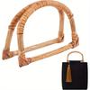 1PC D-Shaped Wood Bag Handle Purse Handbag Handle Replacement Rattan Woven Bag Handle Burlywood for Handmade Bag Straws Beach Canvas Handbags