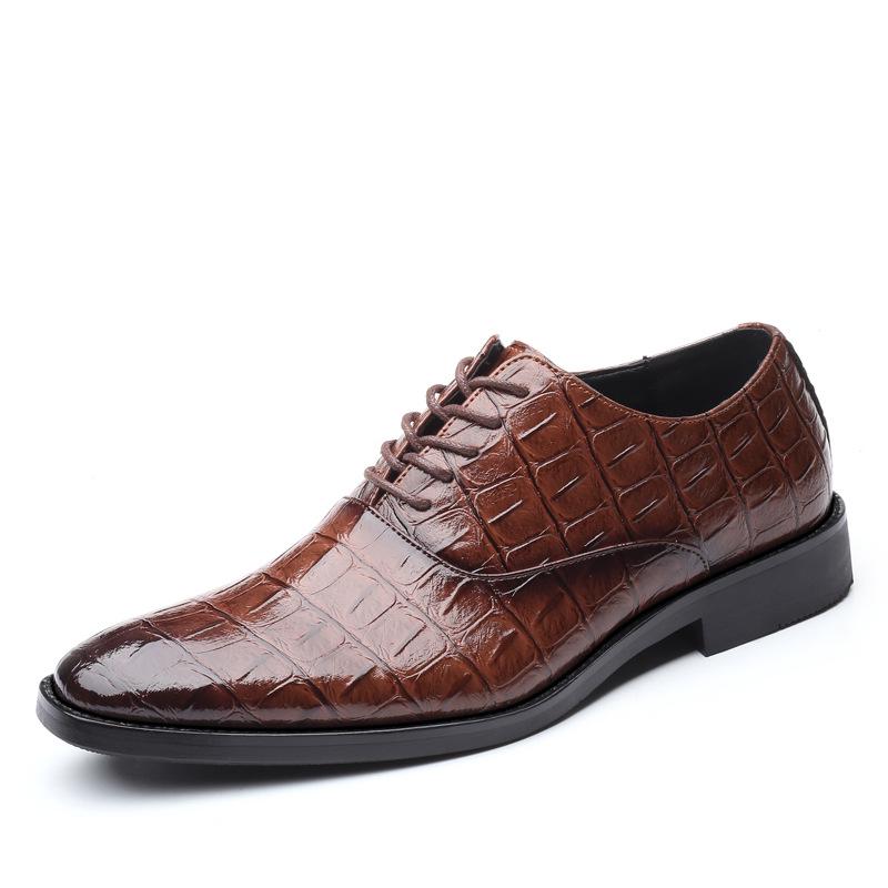Fashion Men Crocodile Grain Leather Shoes Dress Business Office Shoe Mens Wedding Party Derby Shoes Men's Square Toe Flats Sizes 38-48