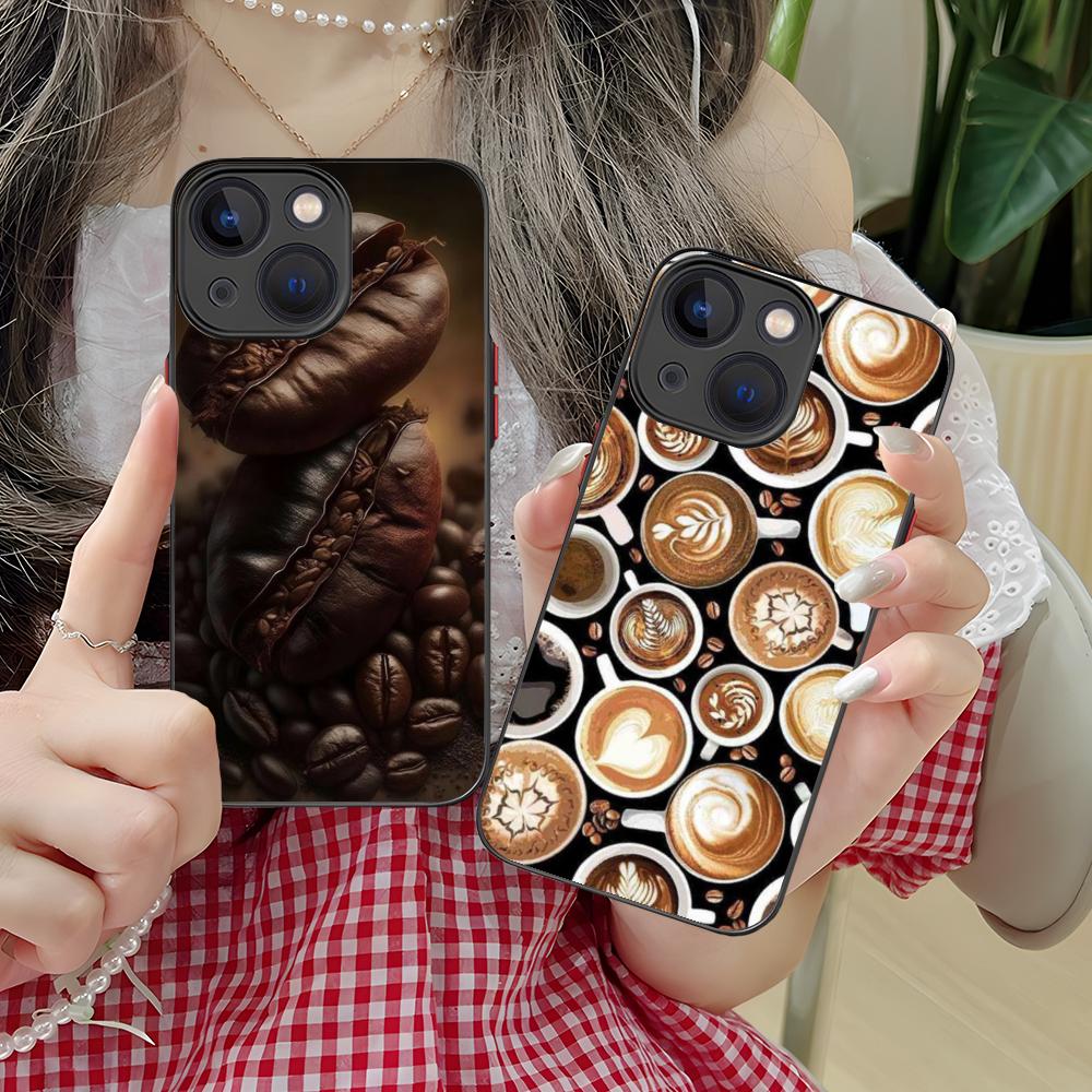 Coffee Beans Silicone Mobile Phone Case for iPhone 17 16 15 14 13 12 11 X XR XS Air Pro Max Plus Mini Colorful Cover