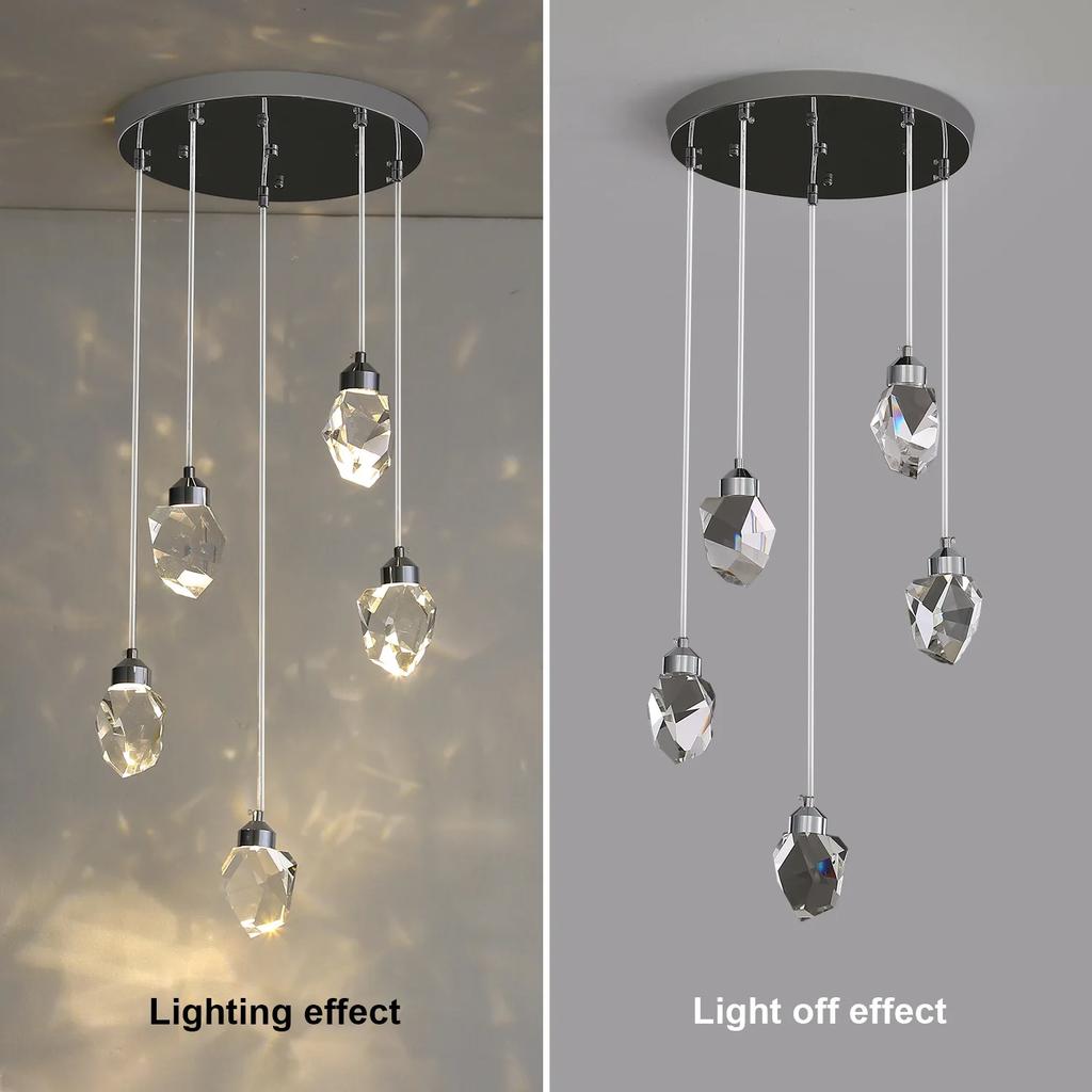 Хрустальные люстры K9 Подвесные на проводе Золотая хрустальная потолочная лампа 3 цвета света Для спальни, прикроватных тумбочек, балкона, бара Декоративные лампы