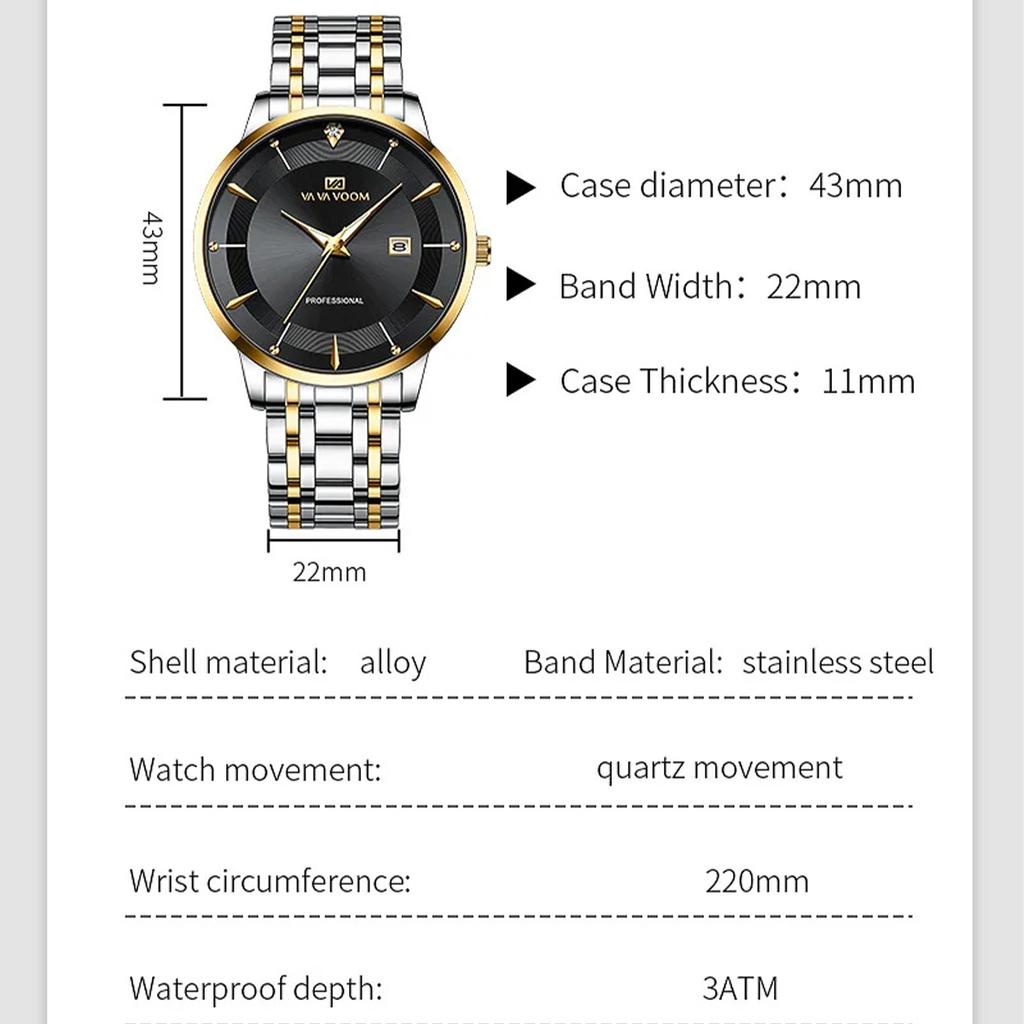 Men’s Quartz Watches Top Brand Luxury Wristwatch Waterproof Date Men Watches Stainless Steel Quartz Wrist Watches Male