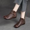 Autumn/Winter Soft Sole Genuine Leather Ankle Boots - Flat Heel, Pure Cowhide, Handmade