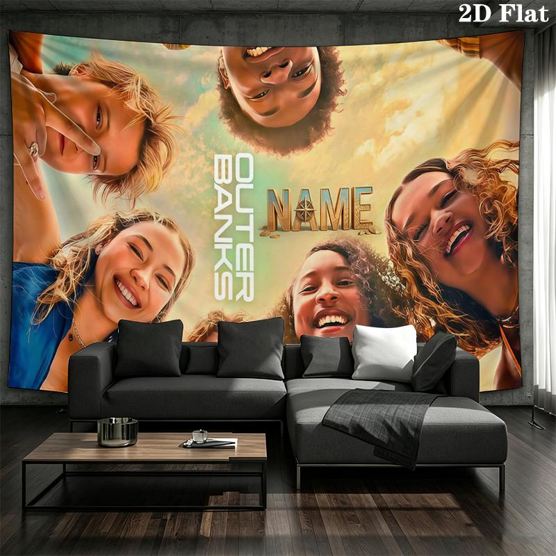 Custom Name,Outer Banks Wall tapestry, aesthetic printed fabric blanket, suitable for bedroom, living room, and home decor.