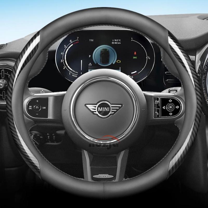 Carbon Suede Leather Car Steering Wheel Cover for BMW MINI Cooper S R56 F55 Countryman F66 F60 Accessories
