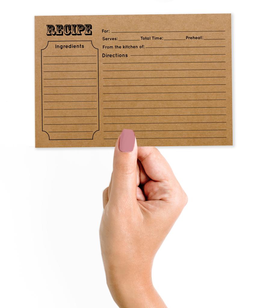 Inkdotpot Карточка с рецептом 6x4 дюйма, односторонние карточки с рецептами, классические карточки с рецептами из крафт-бумаги, для свадьбы, девичника, детского праздника — упаковка