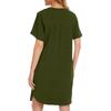 Женское повседневное модное сексуальное короткое однотонное платье-ночная рубашка с коротким рукавом
